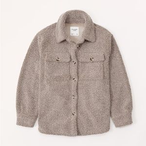 A&F Taupe Sherpa Shirt Jacket size XXS